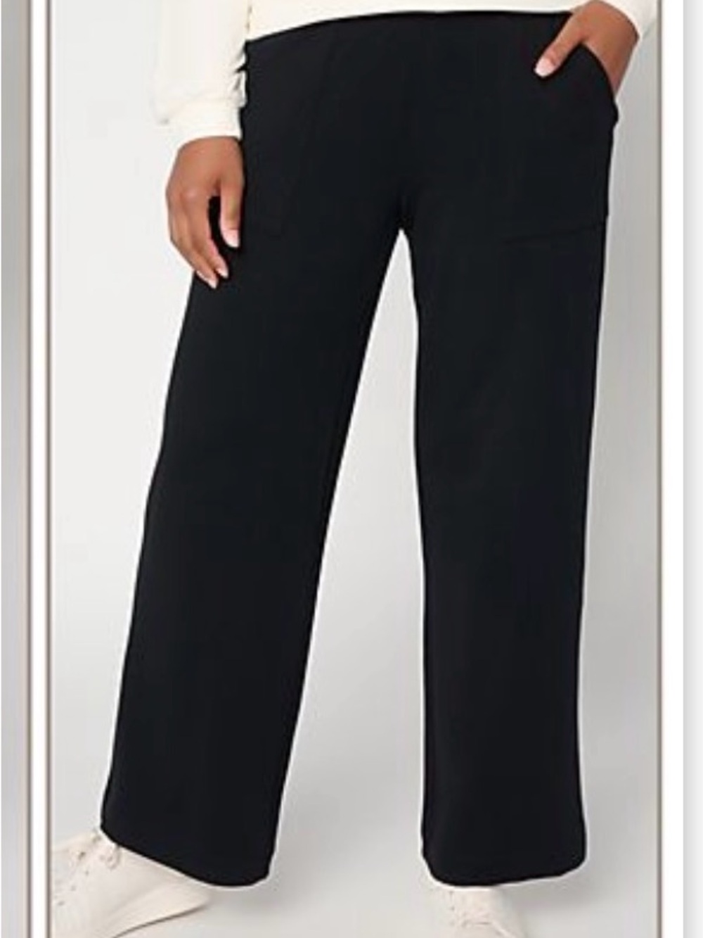 AnyBody Black Wide-Leg Pull-On Pants with Pockets (QVC)